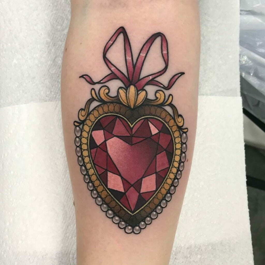 Bejeweled Heart Locket Tattoos