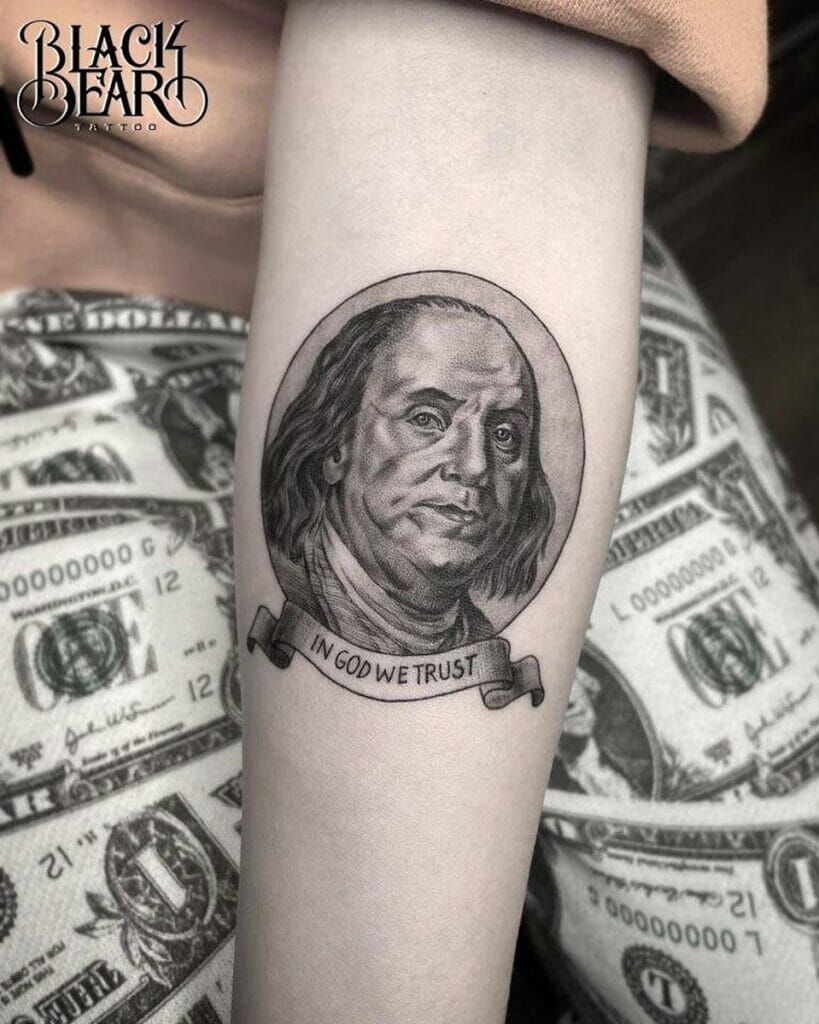 Benjamin Franklin In God We Trust Tattoo