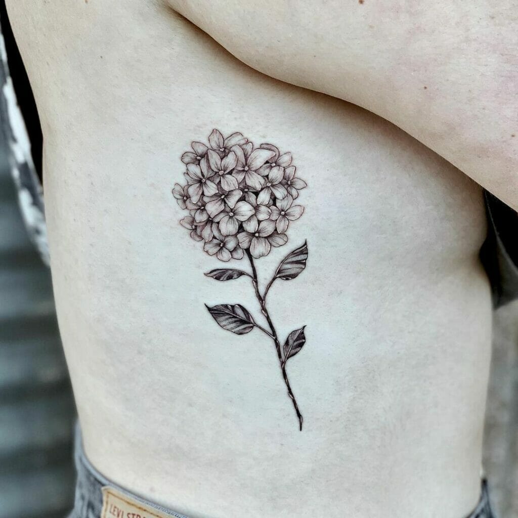 Black And White Hydrangea Tattoo