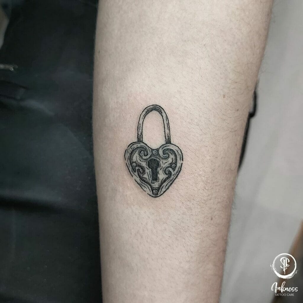 Black And White Portrait Heart Locket Tattoos