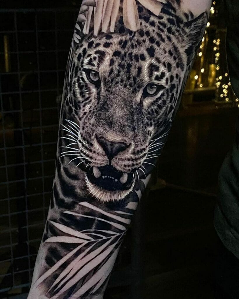 Blackwork Traditional Jaguar Tattoo