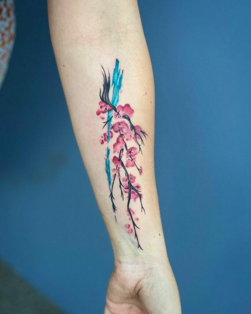 Blooming Japanese Cherry Blossom Tattoo Design