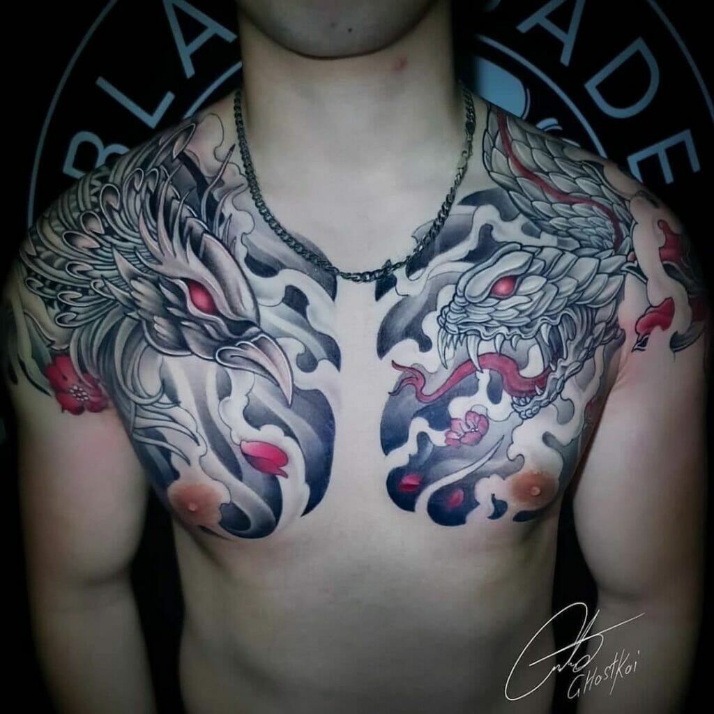 Chest Japanese Phoenix Tattoo