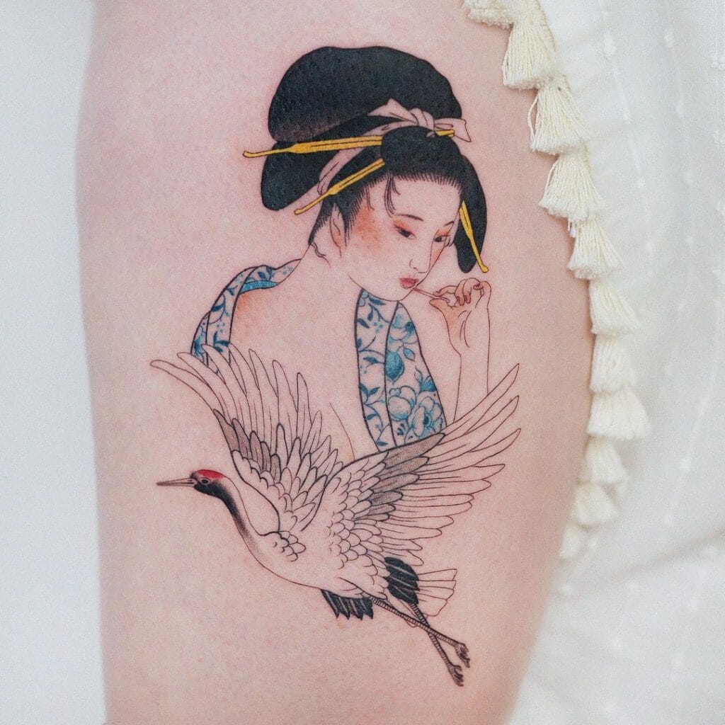 Colored Geisha Tattoo