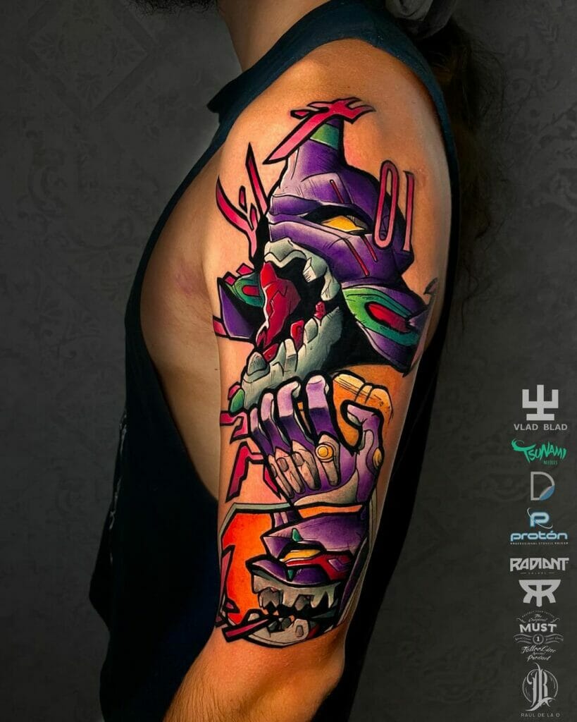 Colourful EVA Unit 01 Tattoo