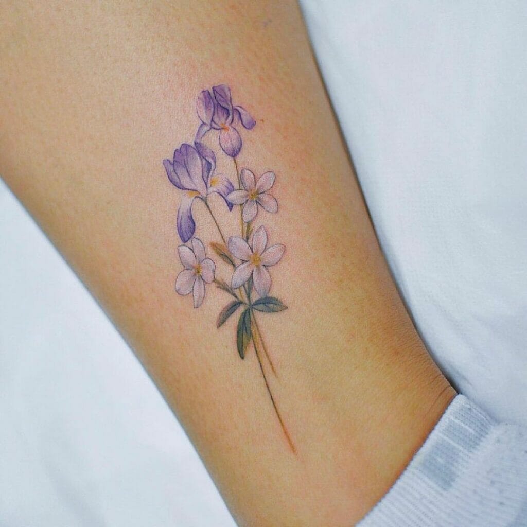 Colourful Jasmine Flower Tattoo Designs