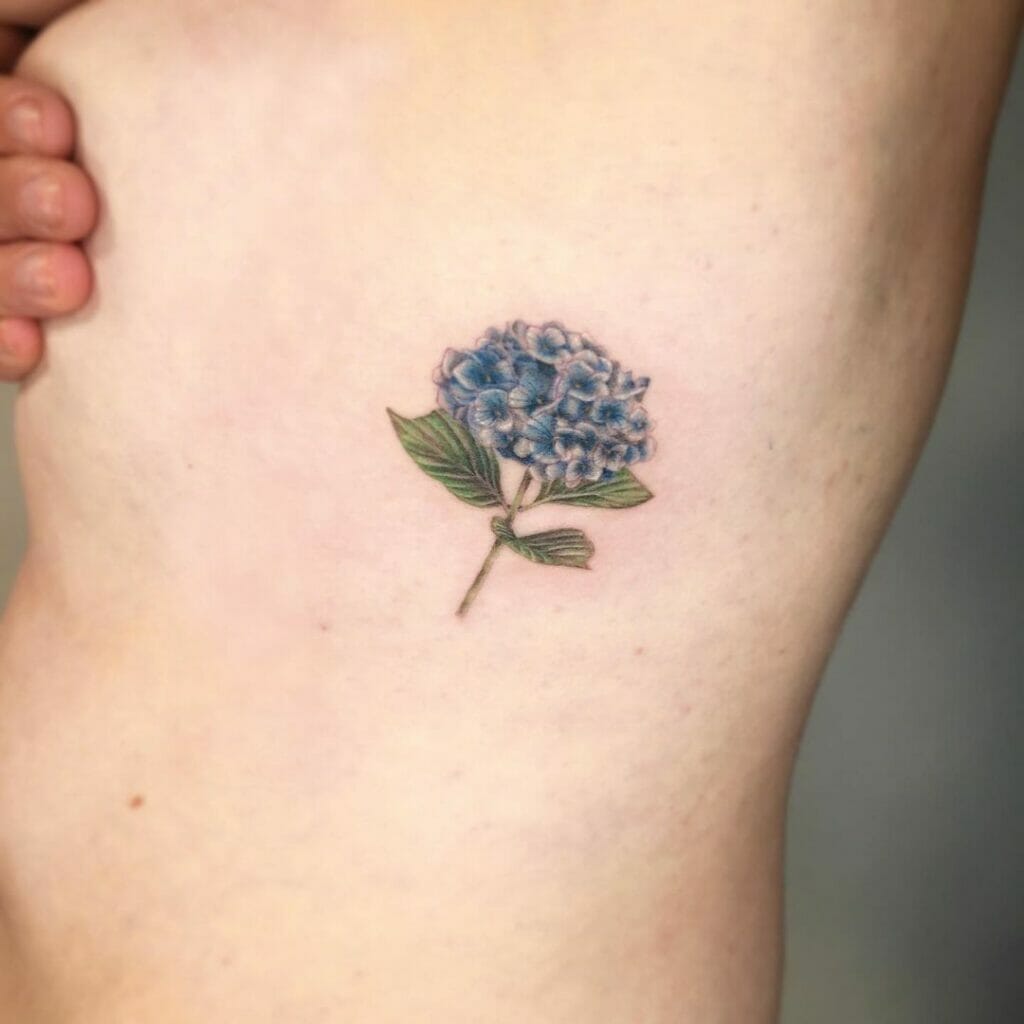 Dark Blue Hydrangea Tattoo