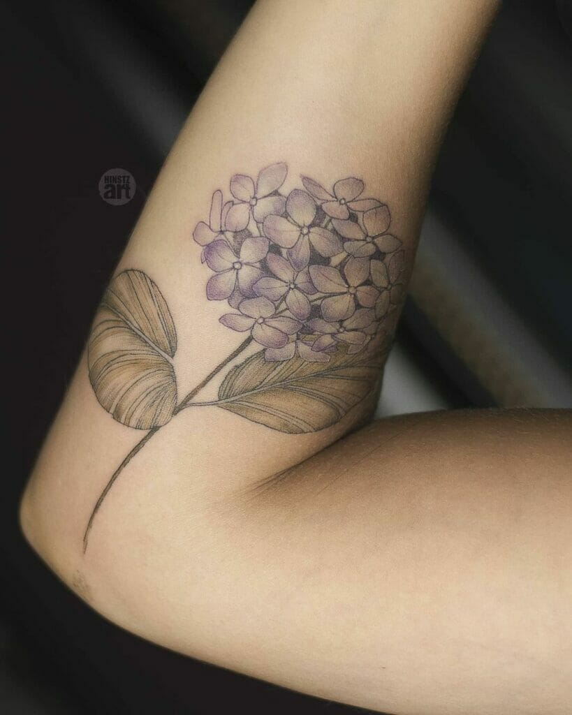 Dark Purple Hydrangea Tattoo