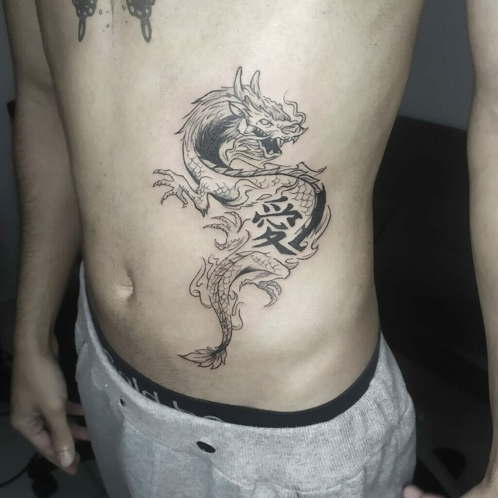 Dragon and Kanji Tattoo