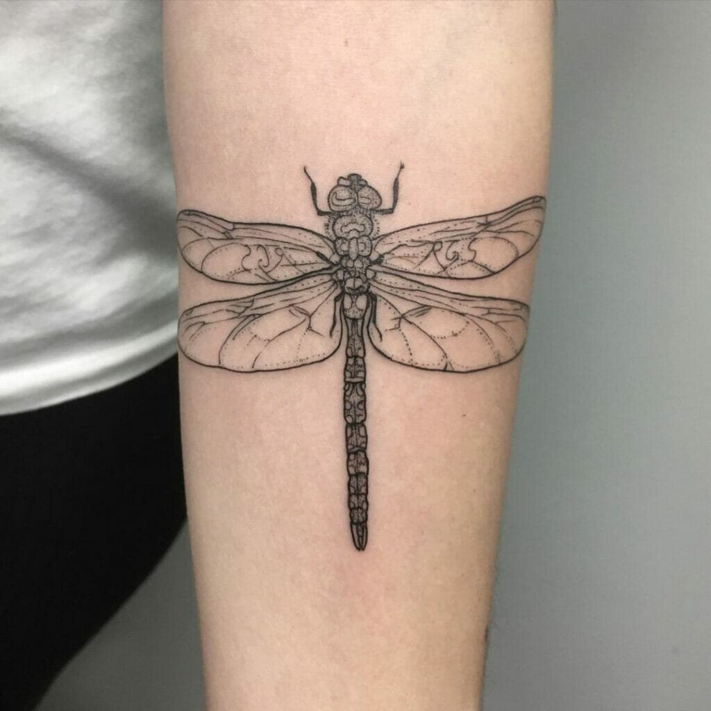Dragonfly Initials Tattoo
