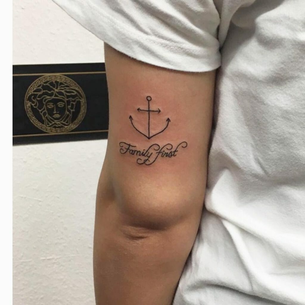 Family First Tattoo With An Anchor