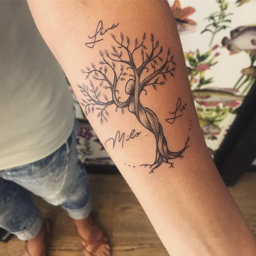 Family First Tattoo With Family Tree