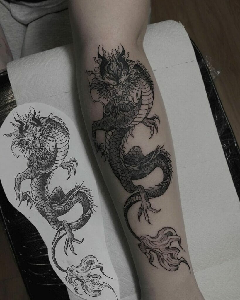 Fierce Japanese Dragon Tattoo Design