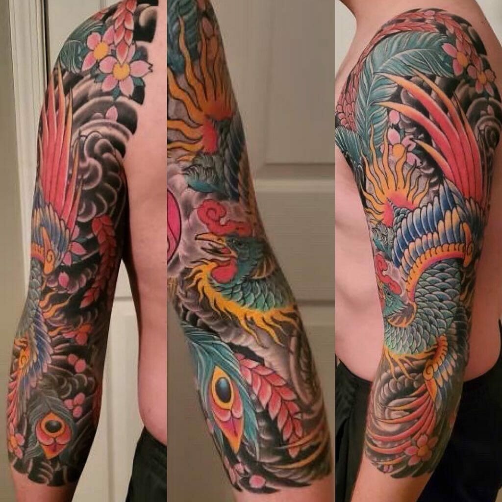 Fiery Japanese Phoenix Tattoo