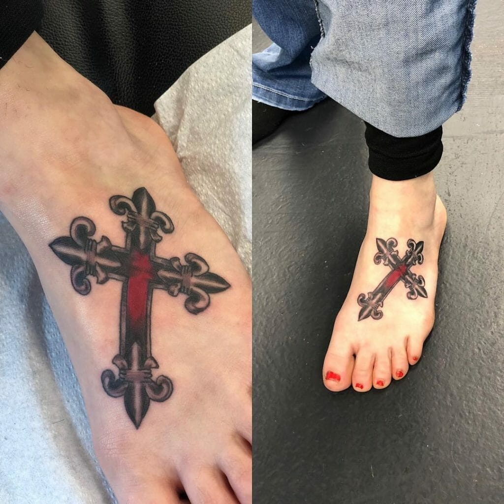Fleur De Lis Cross Tattoo