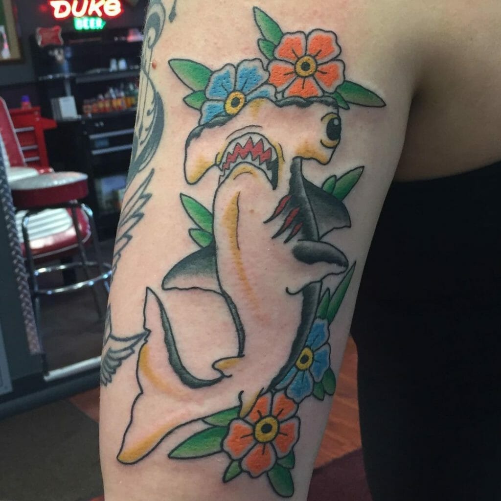 Floral Hammerhead Tattoo