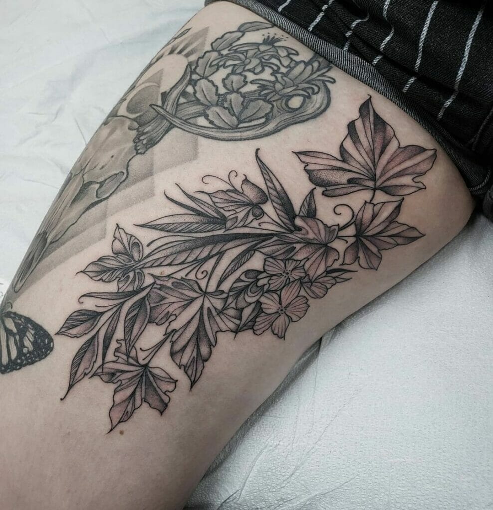 Flower Inner Thigh Tattoo