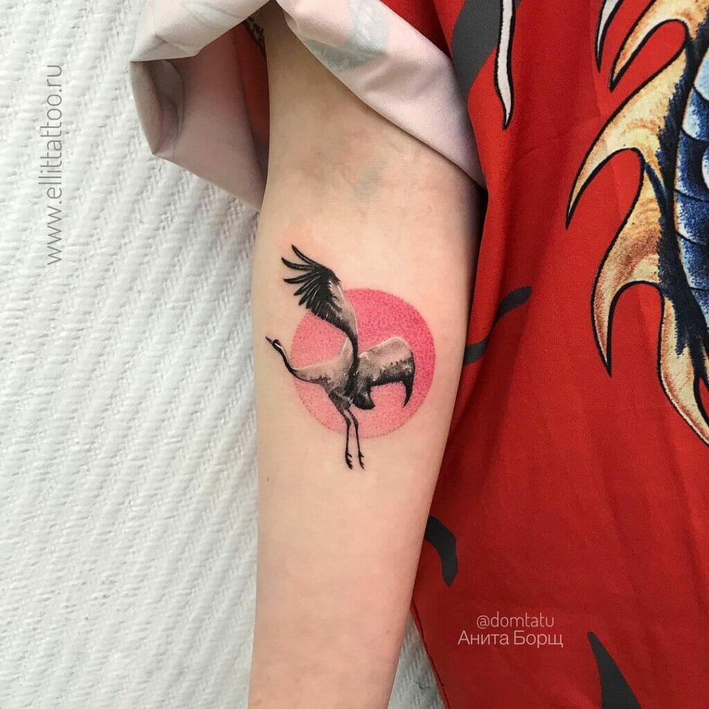 Flying Japanese Crane Tattoo Idea
