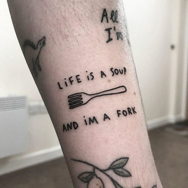 Fork Tattoo With Message