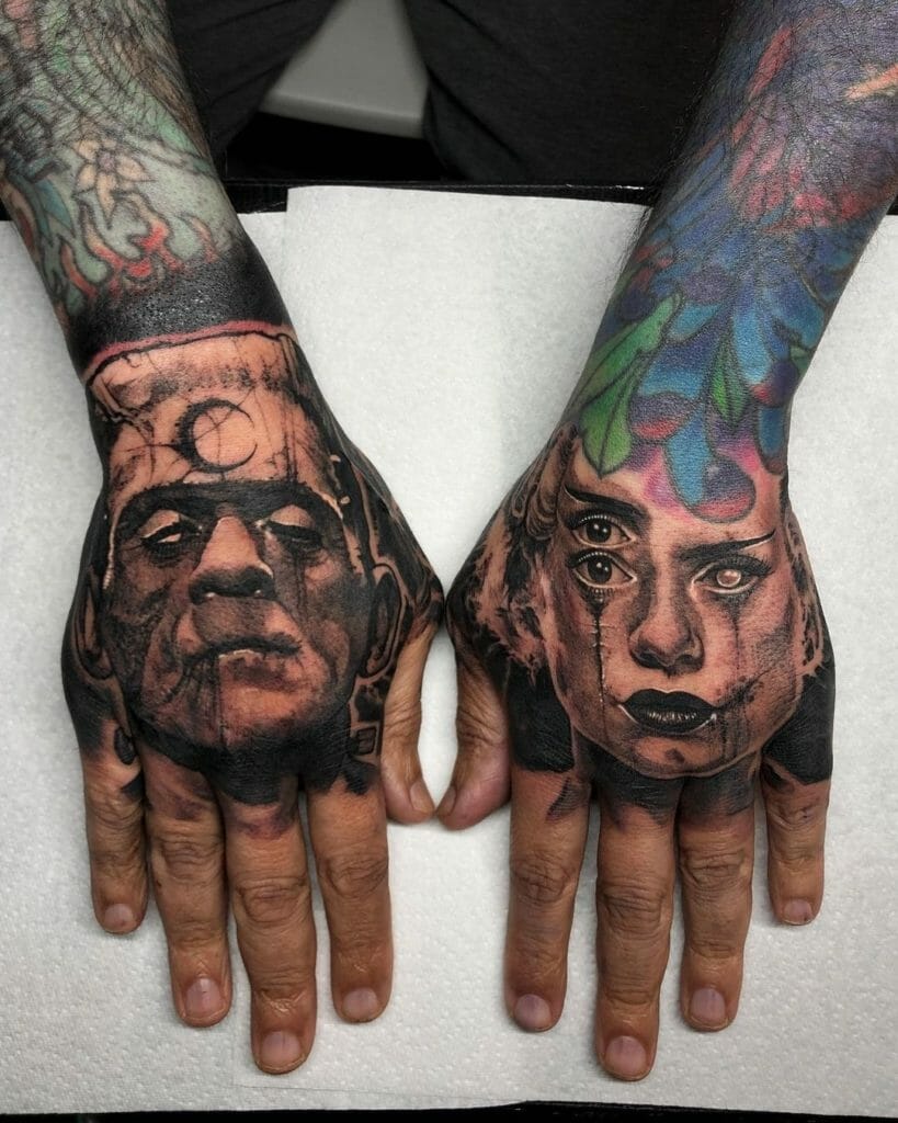Frankenstein And Bride Tattoo