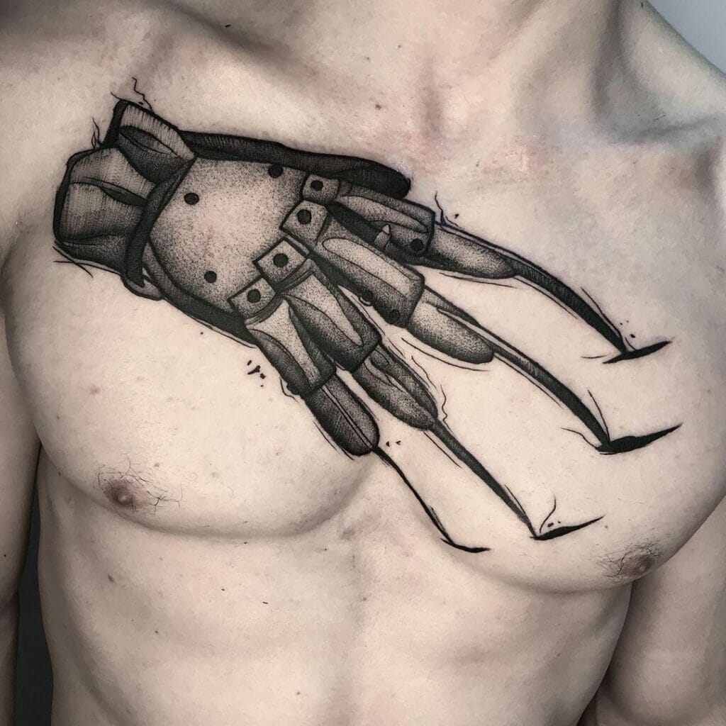 Freddy Krueger Glove Tattoo On Chest