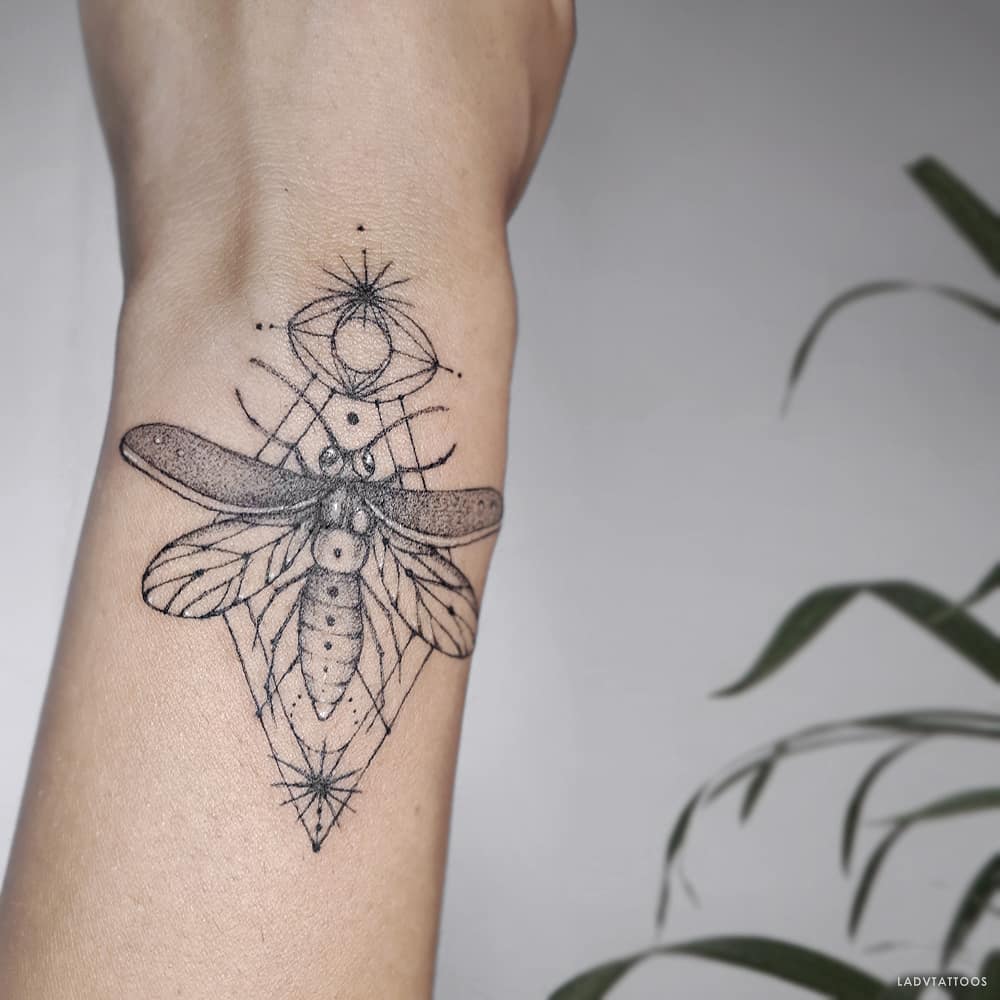 Geometric Firefly Tattoo