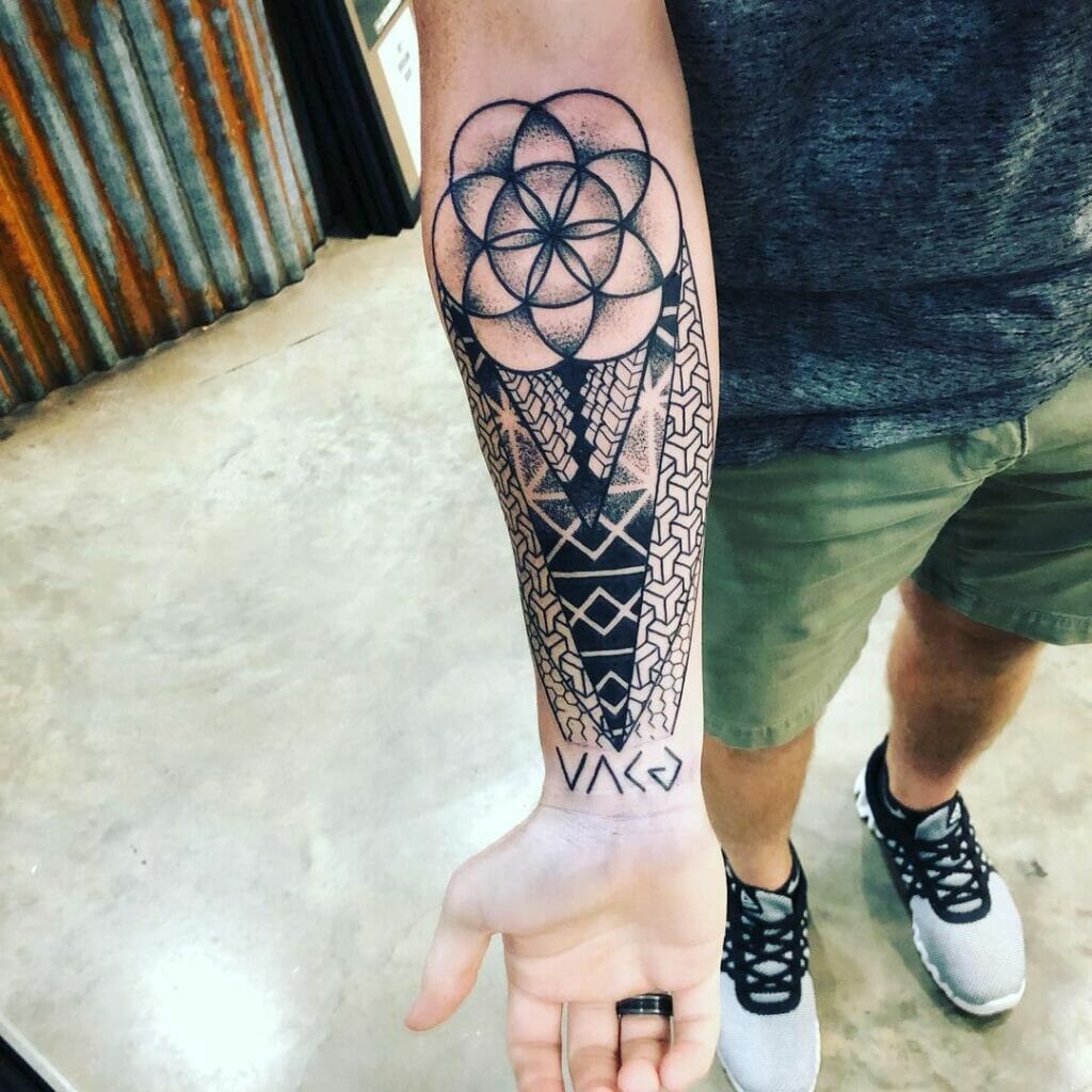 Geometric God Is Greater Than The Highs And Lows Tattoo