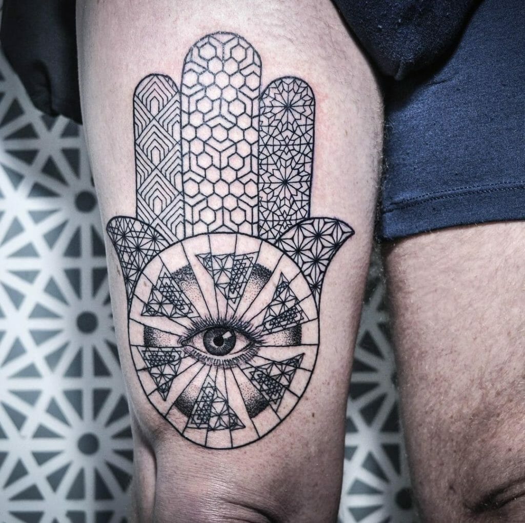 Geometric Hamsa Tattoo Ideas