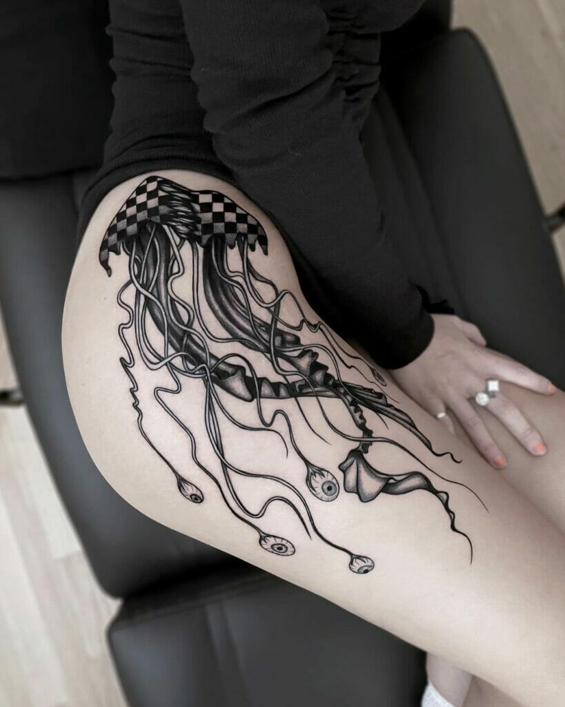Geometric Jellyfish Tattoo Design