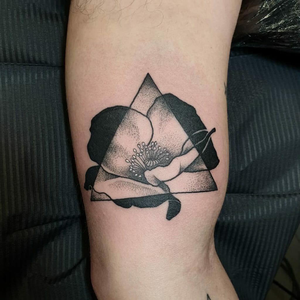 Geometric Poppy Flower Tattoo