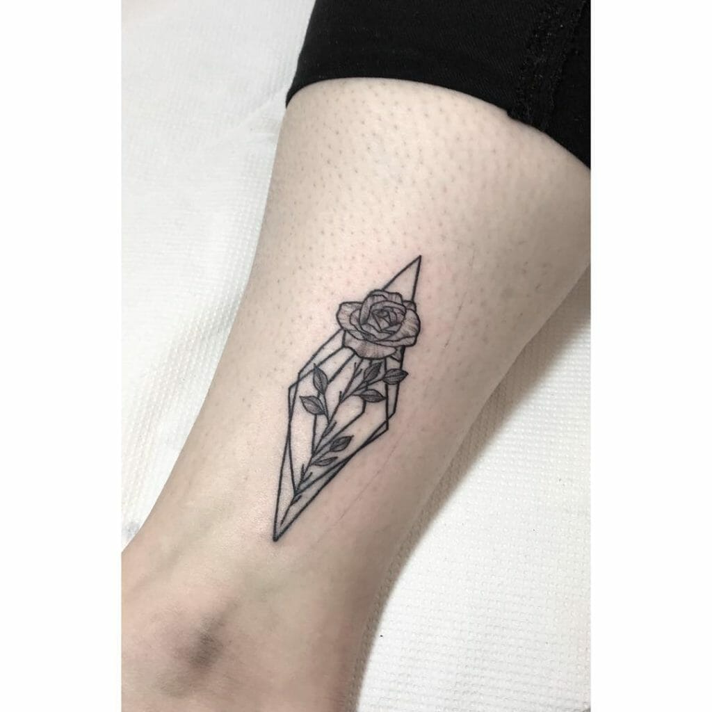 Geometric Rose Flower Tattoo