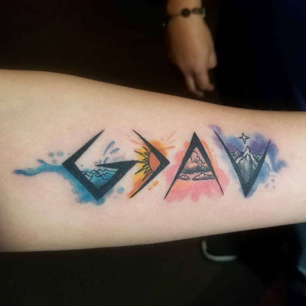 God Is Greater Than The Highs And Lows Elemental Tattoo