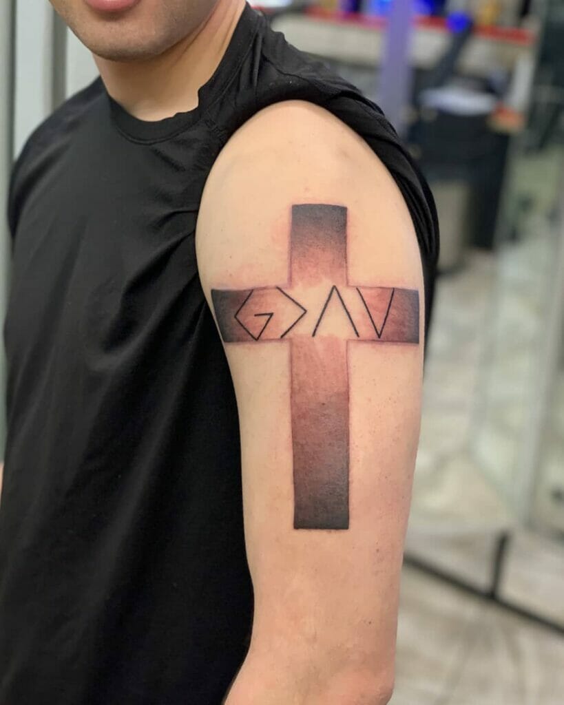 God Is Greater Than The Highs And Lows Tattoo With Cross