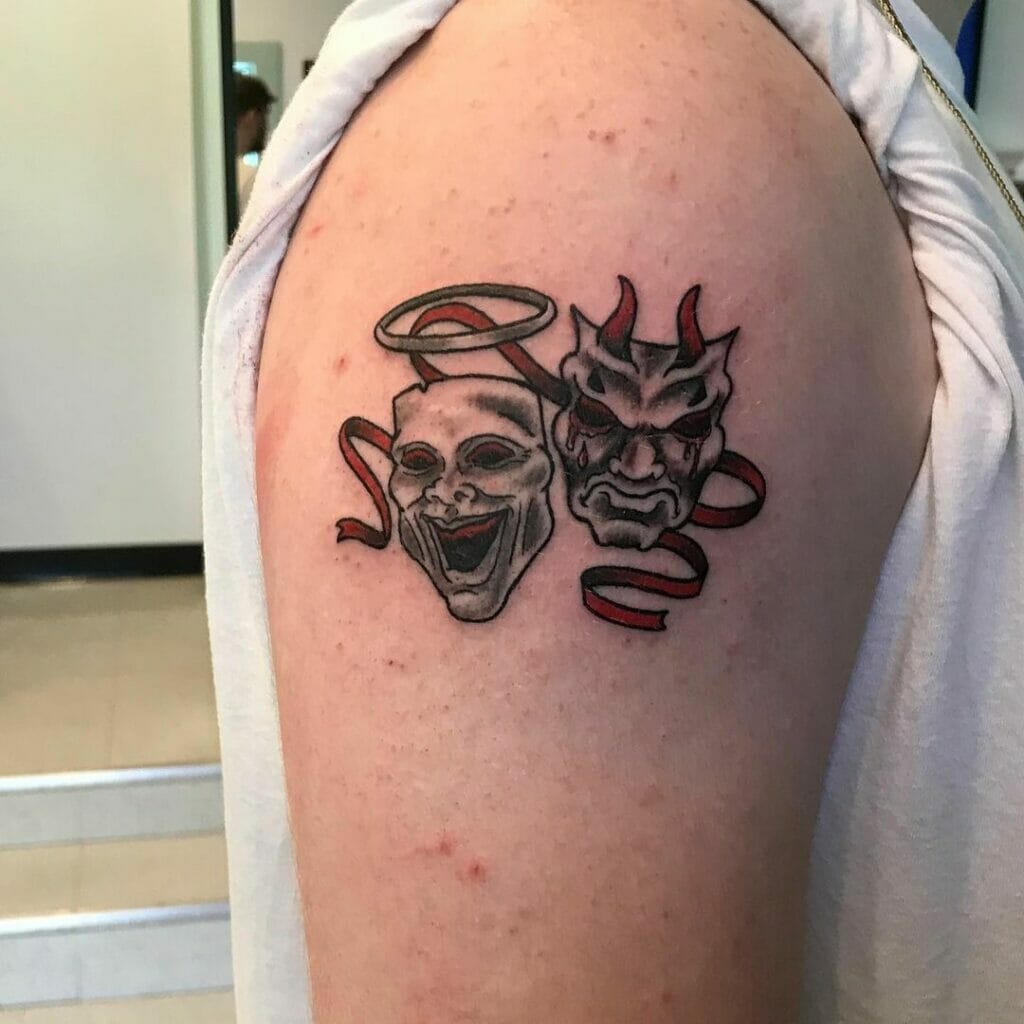 Good Vs Evil Tattoo With Masks