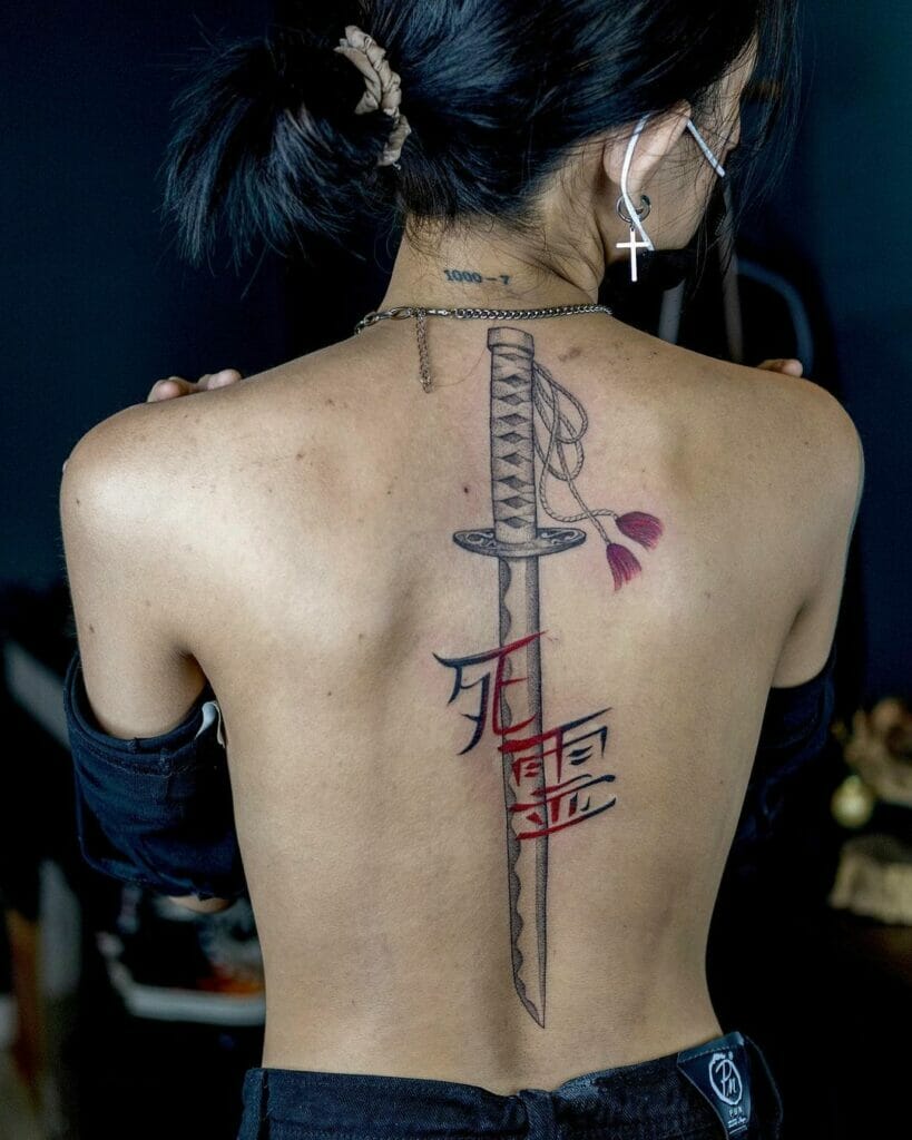 Gorgeous Ideas For A Katana Tattoo On Your Spine