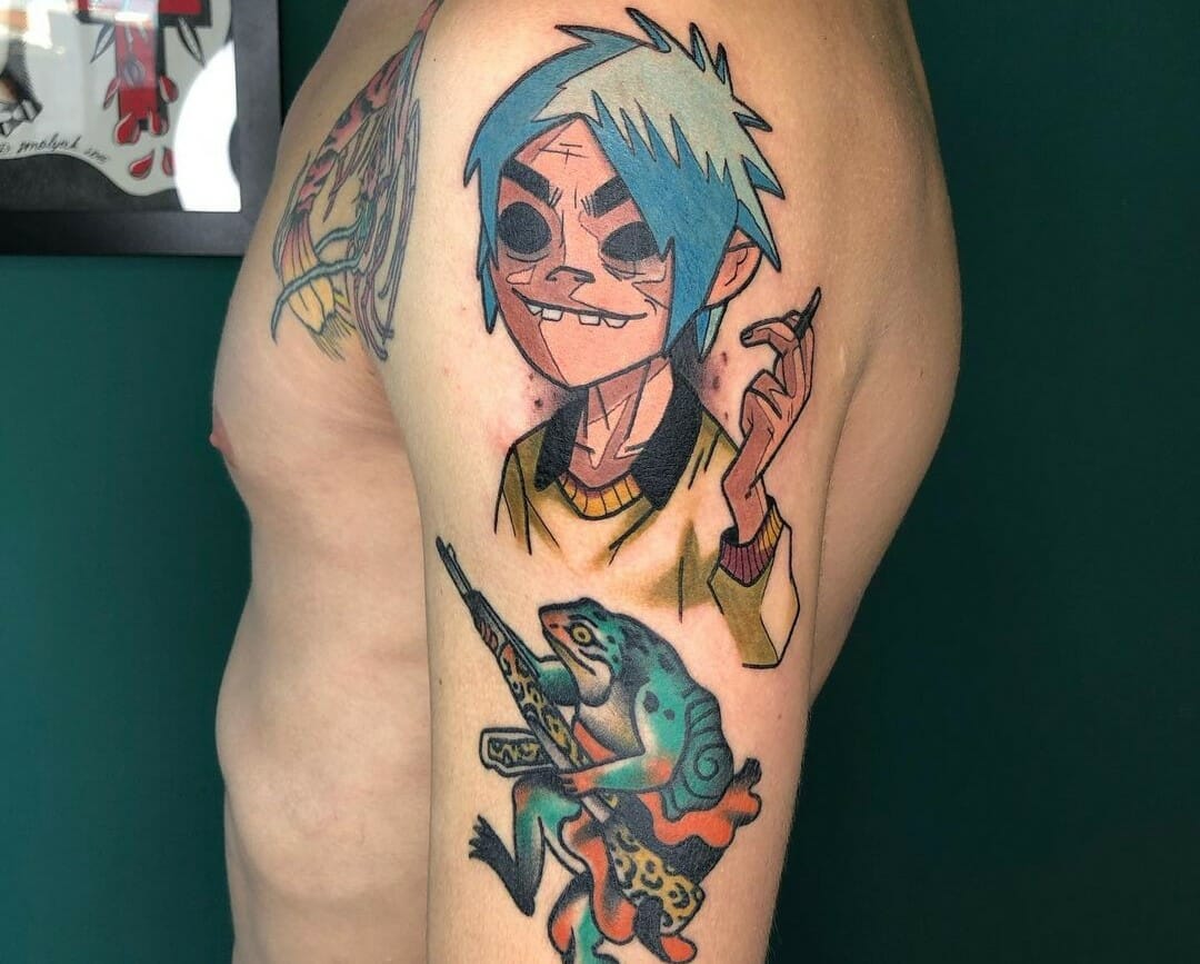 My 2D tattoo  this is when it was freshly done about 2 months old now   rgorillaz