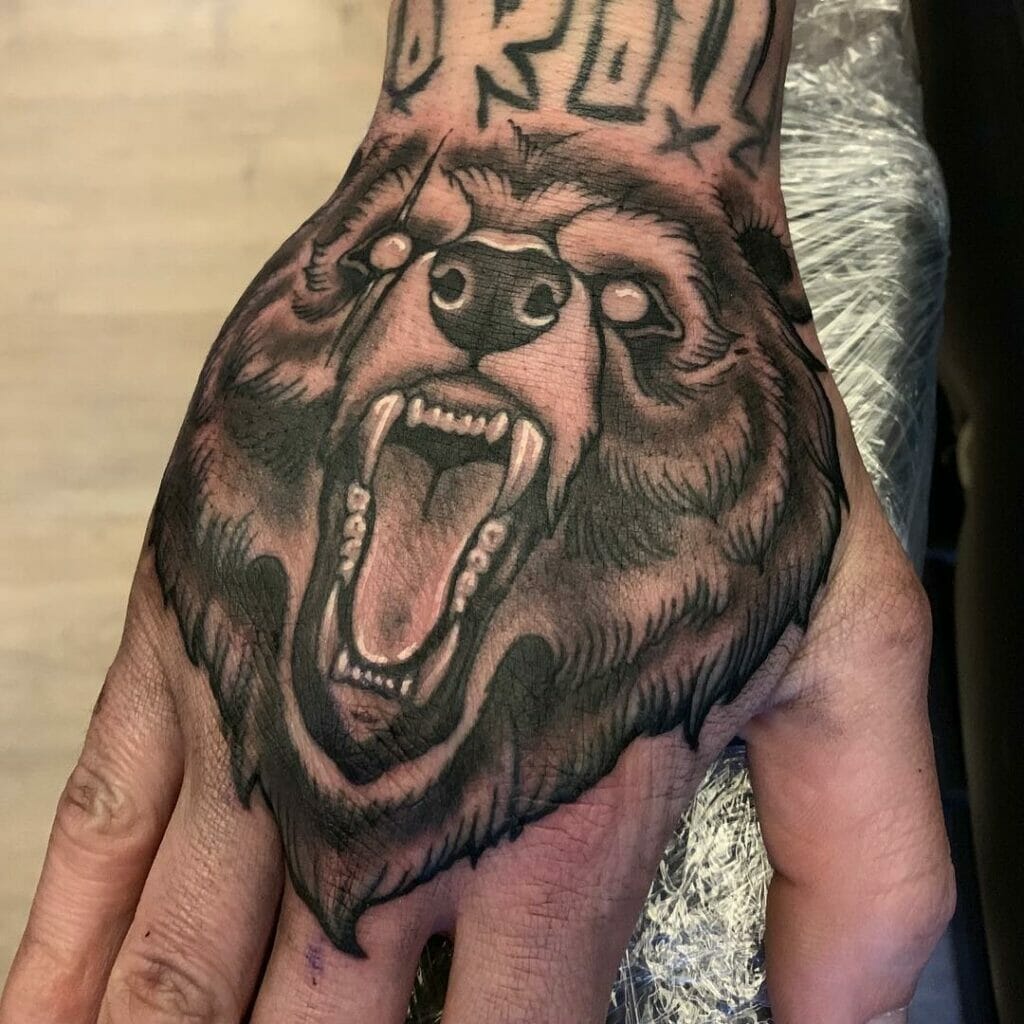 Grizzly Bear Hand Tattoos
