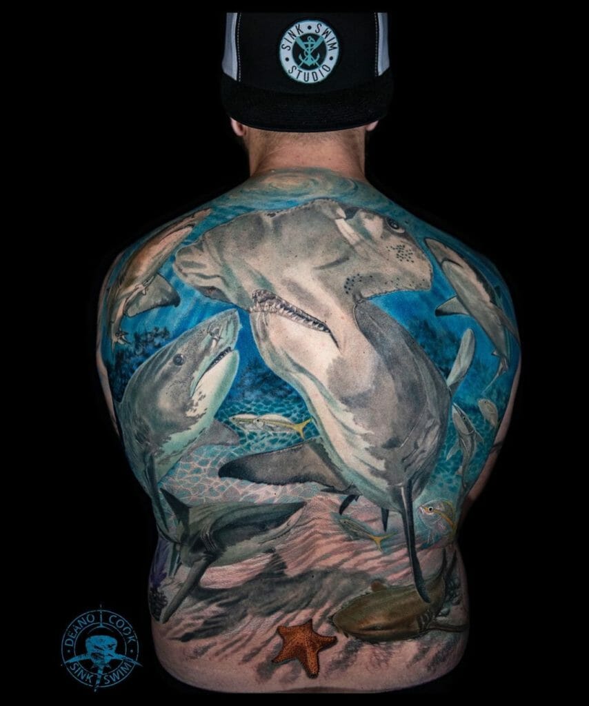 Hammerhead Shark Tattoo On Back