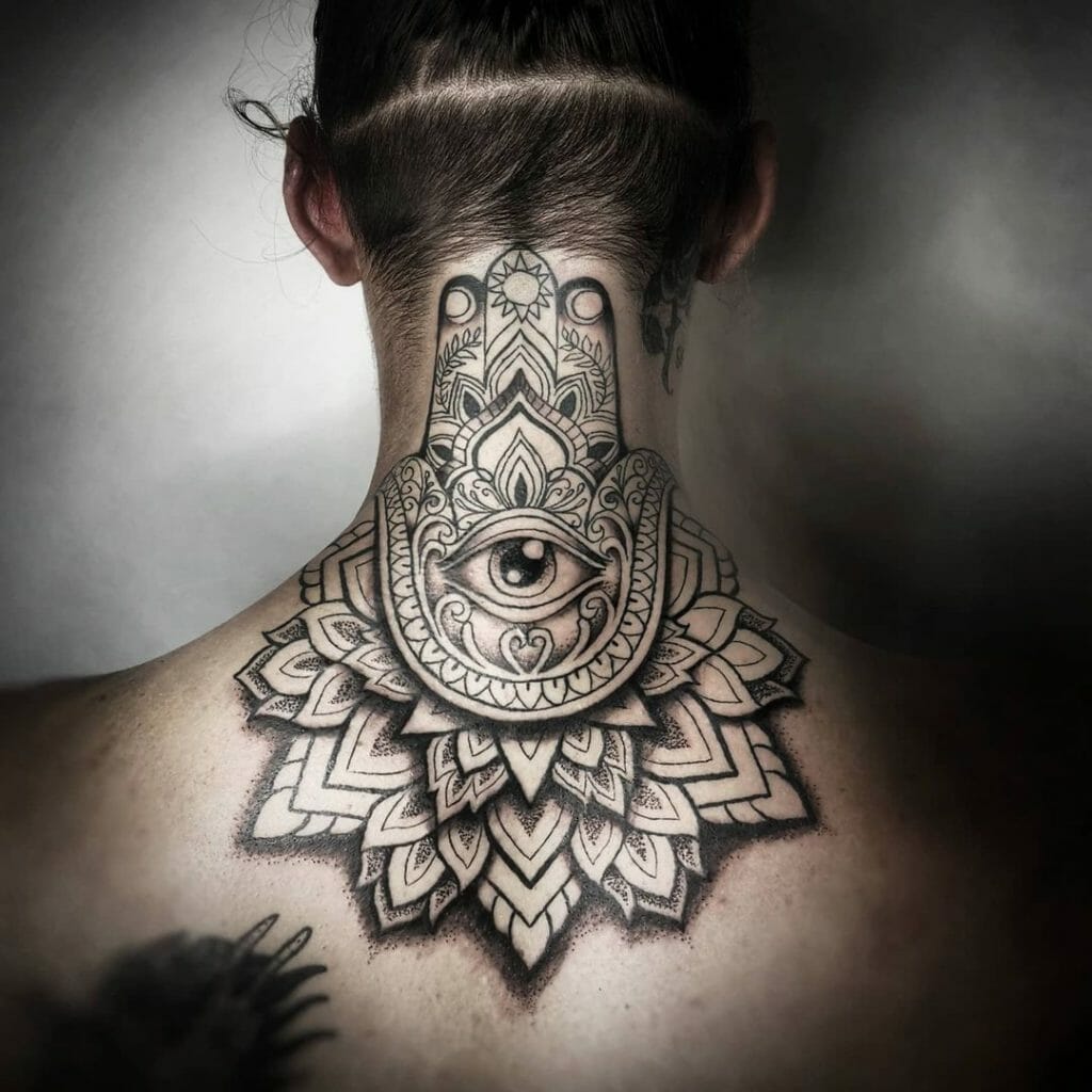 Hamsa Hand Tattoo Designs On The Back