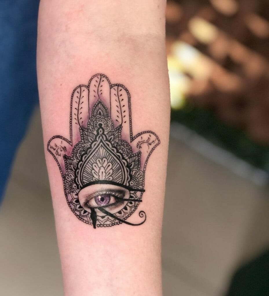 Hamsa Hand Tattoos With Human Eye