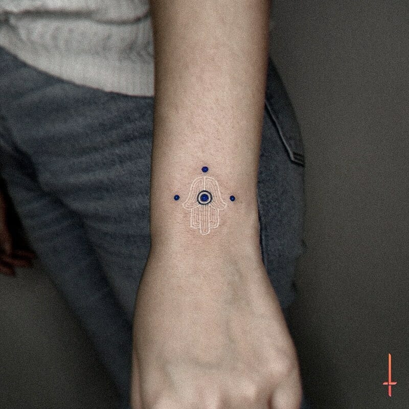 Hamsa Three Dots Tattoo