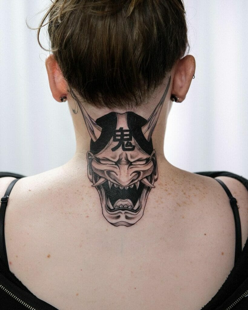 Hannya Mask Kanji Tattoo