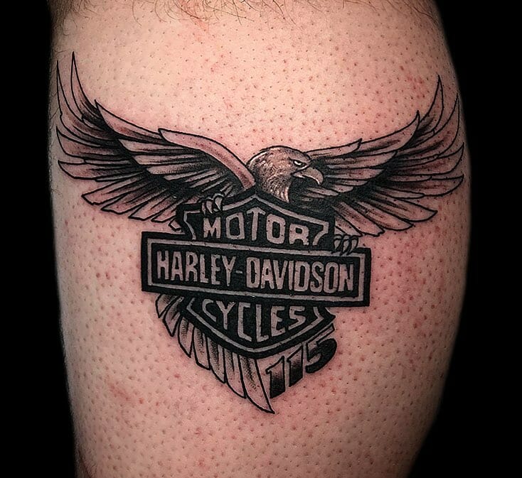 Harley Davidson With Eagle Tattoo