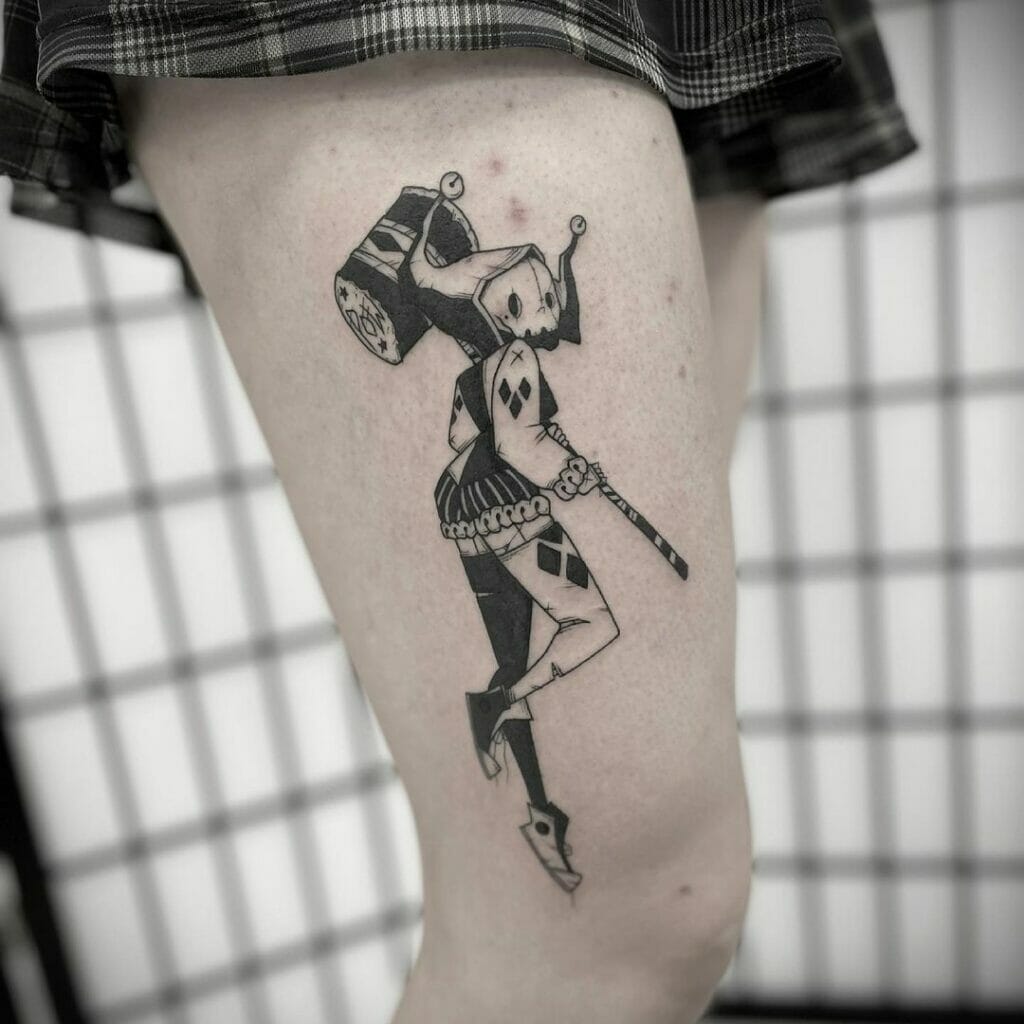 Harley Quinn Leg Tattoo