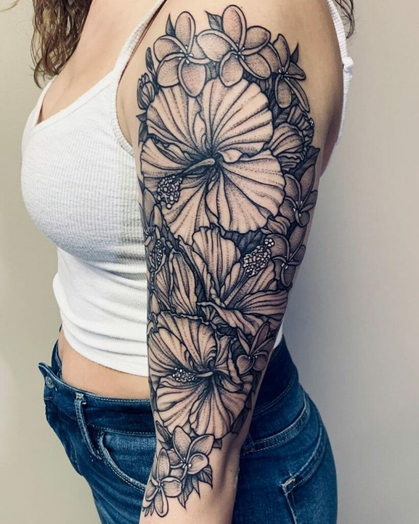Hawaiian Flower Tattoo Sleeve