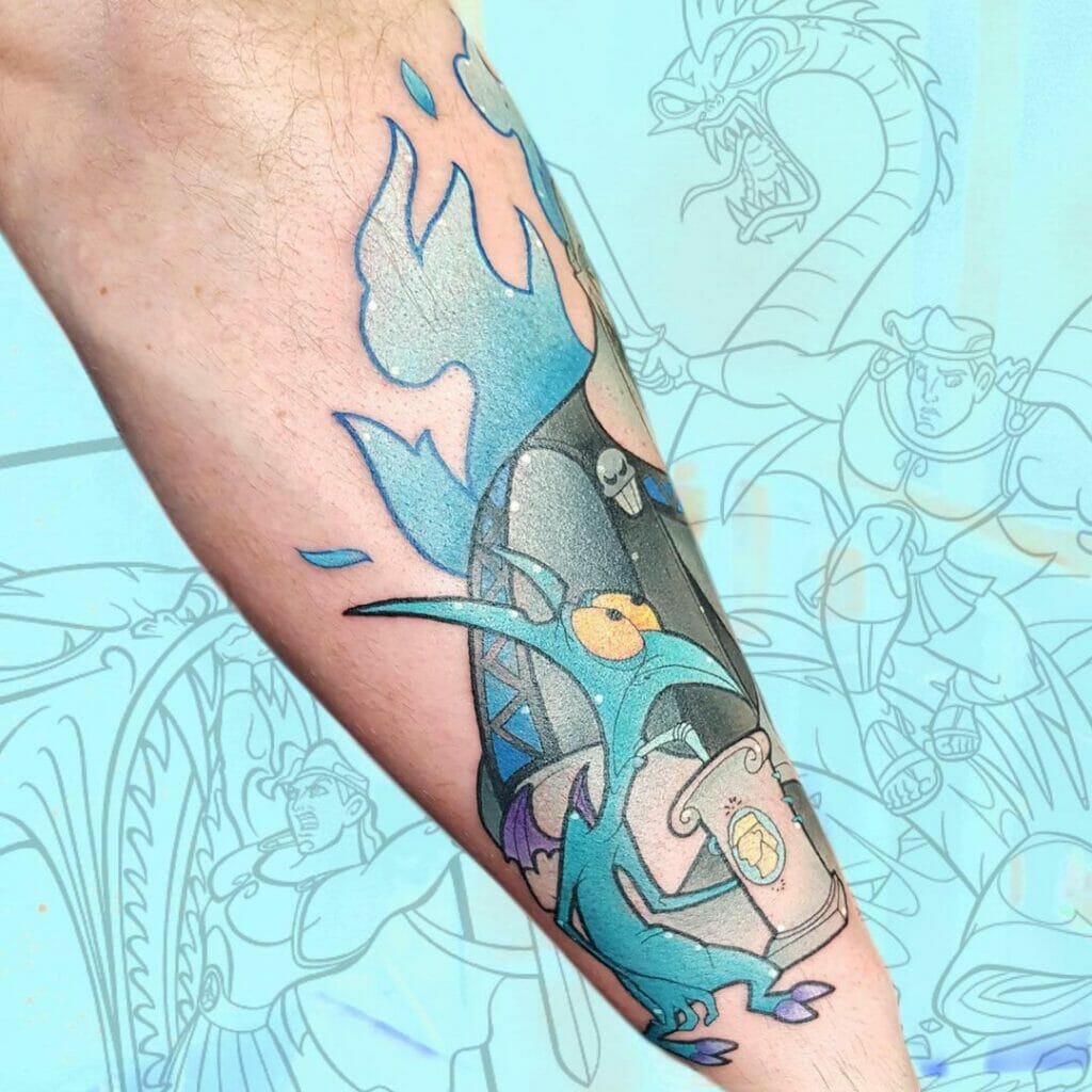 Hercules Colorful Tattoo With Pain And Panic