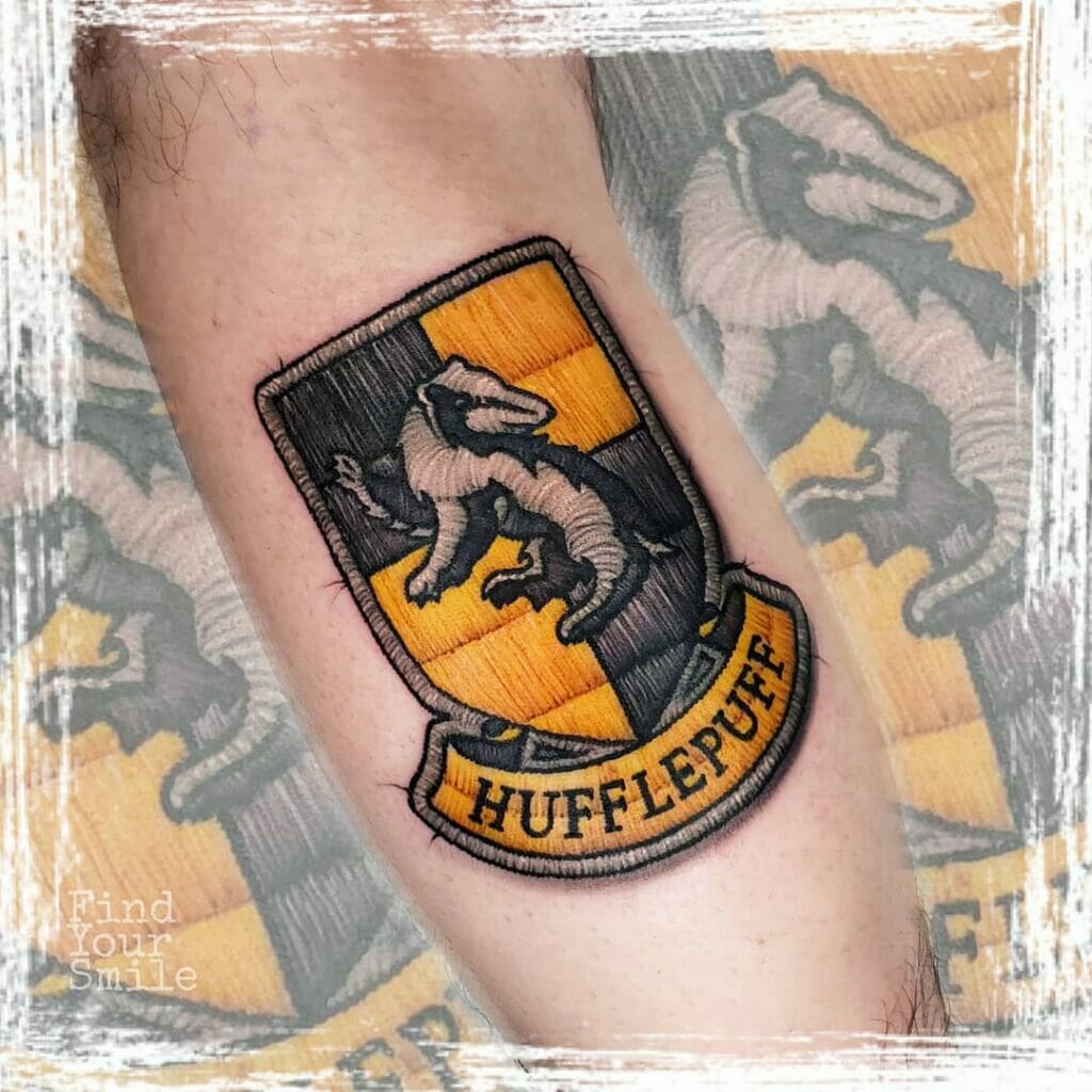 Hufflepuff Colors And Logo Tattoo