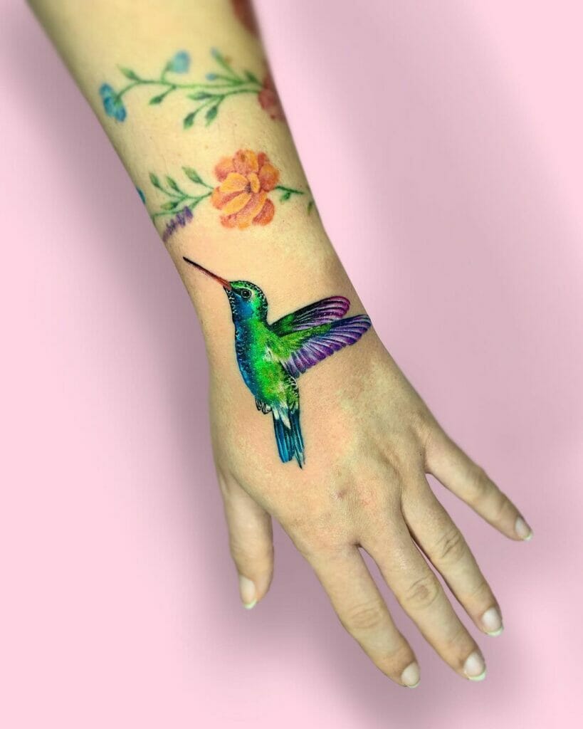Hummingbird On Hand Tattoo