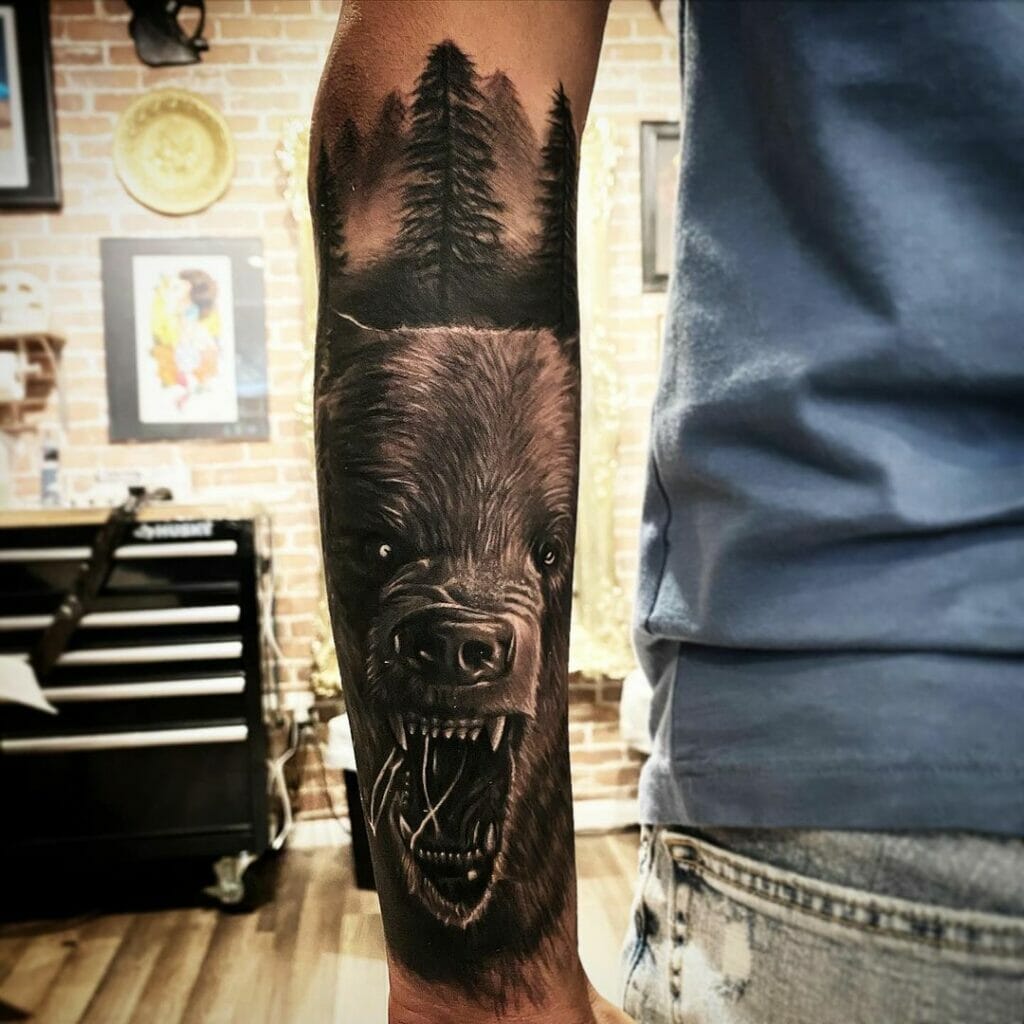 Hyper-realistic Grizzly Bear Tattoos