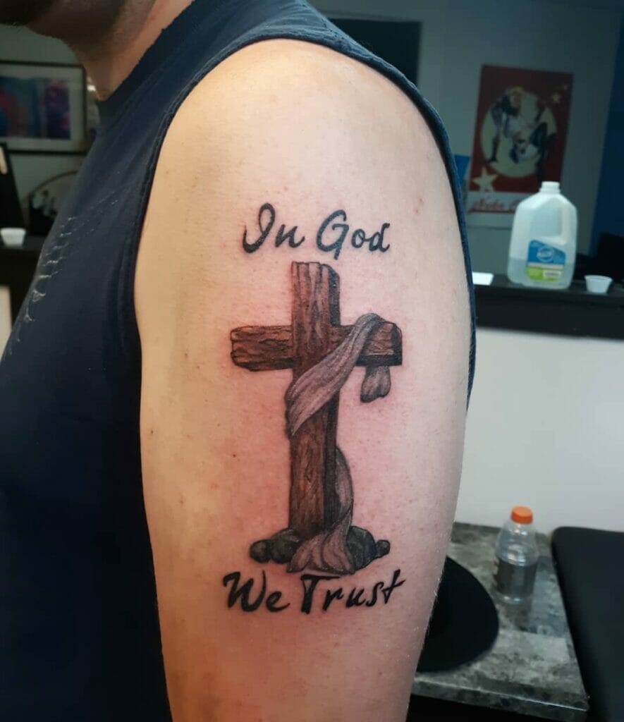 In God We Trust Cross Tattoo